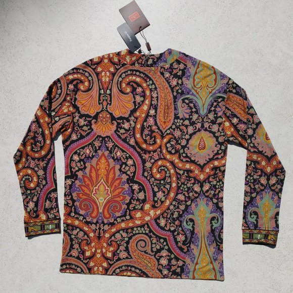 NWT ETRO  100% Wool Maglia Palm Springs V-neck Paisley Pullover Sweater Top. 8 - Picture 3 of 8